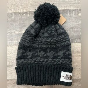 The North Face Charcoal and Black Knit Hat unisex NWT